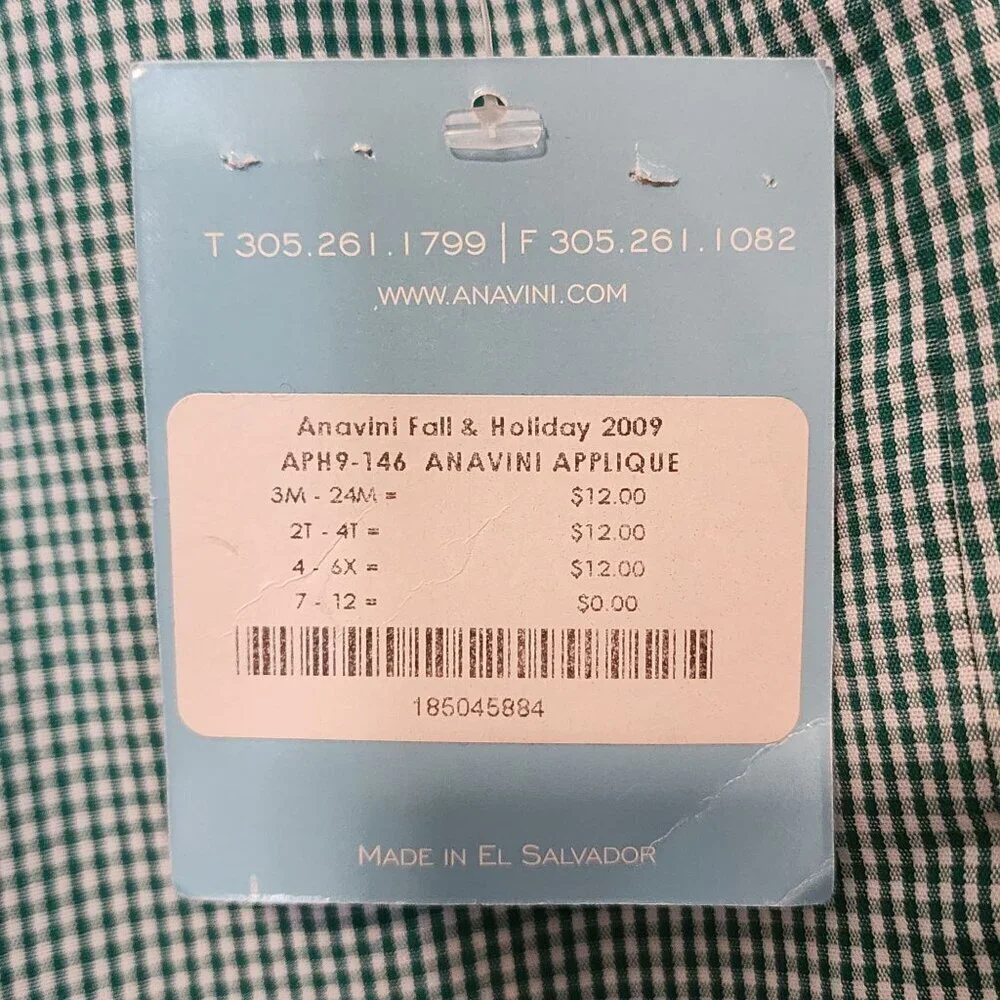 Anavini pants boys 3 green gingham lightweight cotton elastic waist New